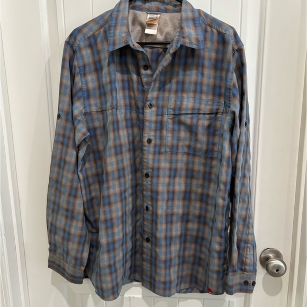 THE NORTH FACE | MENS BLUE AND BROWN PLAID SHIRT SZ L
